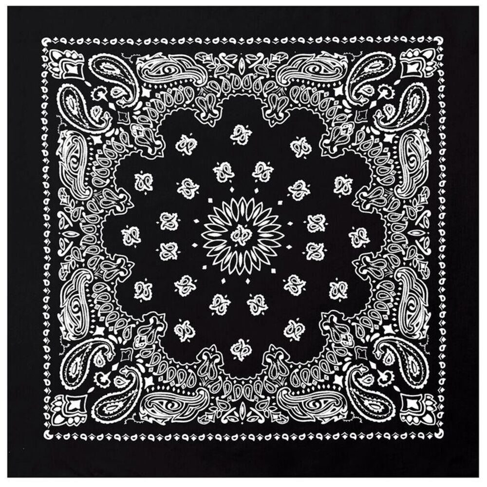 Bandana Face Mask Cover Head Wrap Scarf 100% Cotton Paisley Black